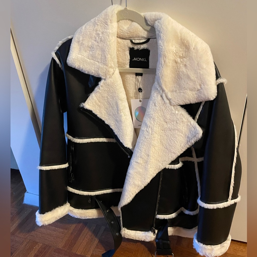 MONKI FAUX LEATHER JACKET new with tags size XS - Picture 5 of 13